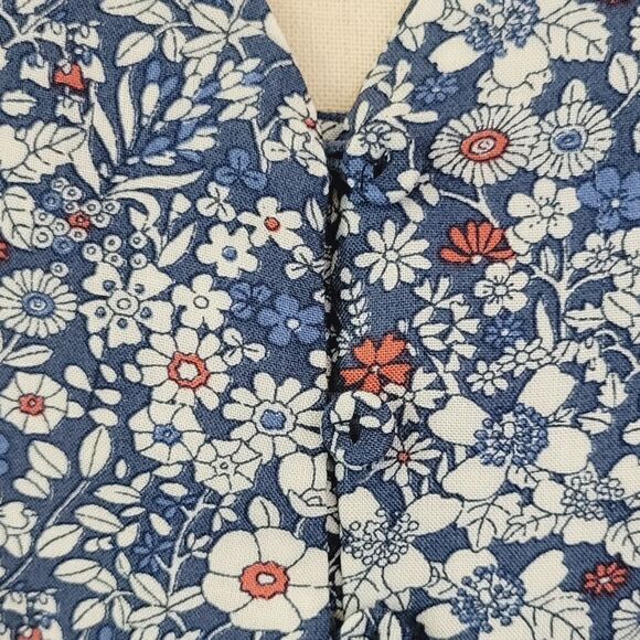 Jones New York Blue Floral V-neck Ruffle Sleeve Pleated Detail Blouse Size 3X - Picture 5 of 8